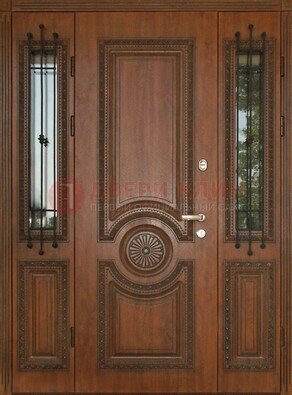 Парадная распашная стальная дверь Винорит со стеклом ДПР-106 в Подольске