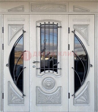 Большая парадная дверь Винорит со стеклом и ковкой ДПР-108 в Подольске