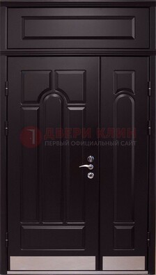 Парадная дверь с металлическими вставками ДПР-47 и фрамугой в Краснодаре