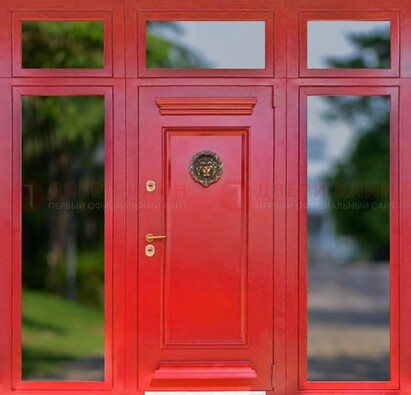 Красная парадная дверь для частного дома ДПР-88 в Подольске
