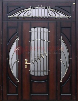 Парадная дверь со стеклянными вставками и ковкой ДПР-9 для улицы в Подольске