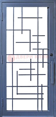 Современная железная решетчатая дверь синяя ДР-31 в Подольске
