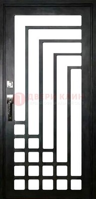 Черная стальная решетчатая дверь в современном стиле ДР-43 в Подольске