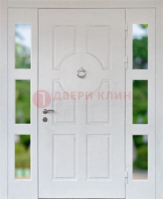 Белая стальная дверь со стеклом и фрамугами ДС-20 в Подольске