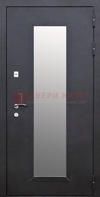 Черная стальная дверь порошок со стеклом ДС-33 в Подольске