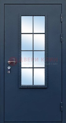 Темная металлическая дверь порошок со стеклом ДС-34 в Подольске