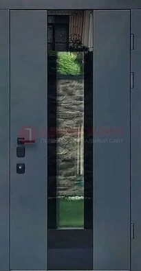 Современная дверь со стеклом для коттеджа ДС-40 в Подольске