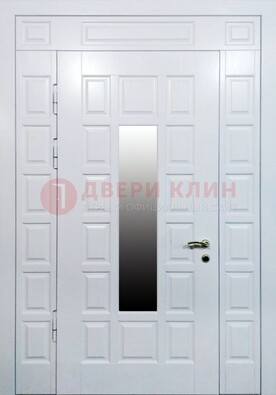 Белая входная дверь с МДФ панелью и стеклом ДС-56 в Подольске