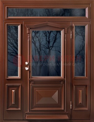 Коричневая металлическая дверь со стеклом ДС-67 в Подольске