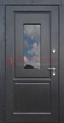 Чёрная металлическая дверь со стеклом ДС-77 в Подольске