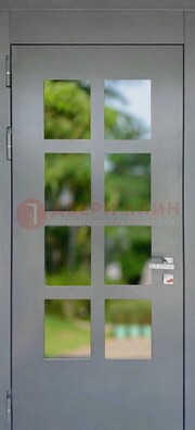 Серая металлическая дверь со стеклом ДС-78 в Подольске