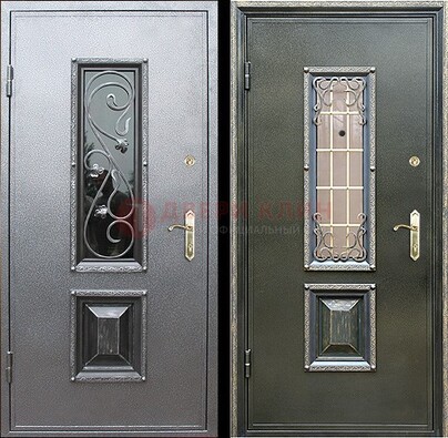 Звукоизоляционная металлическая дверь со стеклом и ковкой ДСК-12 в Подольске