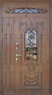 Распашная стальная дверь Винорит со стеклом и ковкой ДСК-232 в Подольске