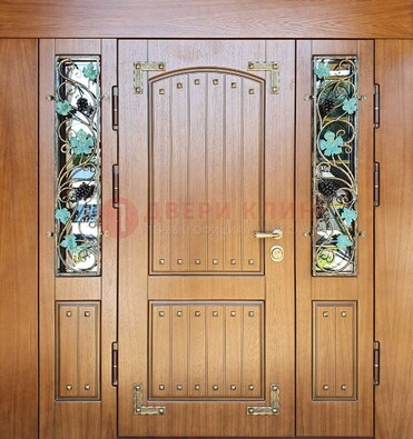Железная дверь Винорит со стеклом и ковкой лозы ДСК-236 в Подольске