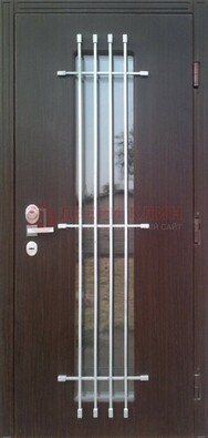 Современная стальная дверь с Виноритом стеклом и ковкой ДСК-262 в Можайске