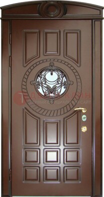 Шоколадная металлическая дверь Винорит со стеклом и ковкой ДСК-269 в Подольске