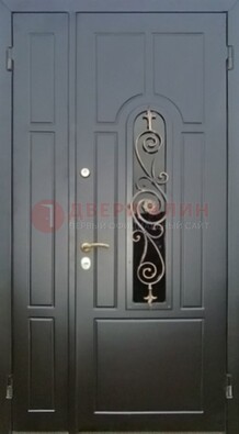 Металлическая дверь Винорит со стеклом в темном цвете ДСК-276 в Подольске