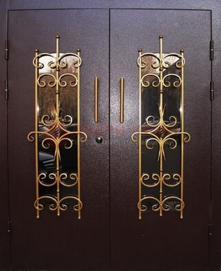 Металлическая дверь с ковкой и остеклением ДСК-49 в Подольске