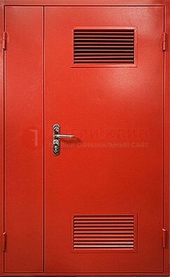 Красная железная техническая дверь с вентиляционными решетками ДТ-4 в Подольске