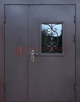 Тамбурная дверь Порошок со стеклом и ковкой ДТМ-48 в Солнечногорске