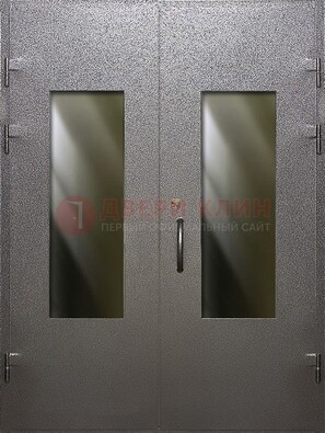 Серая тамбурная дверь со стеклянными вставками ДТМ-8 в Подольске