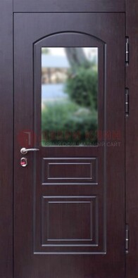 Темная железная дверь с виноритом и стеклом ДВТ-162 в Подольске