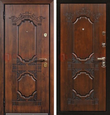 Коричневая железная дверь с виноритом и узором ДВТ-211 в Подольске
