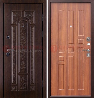 Темная металлическая дверь с виноритом и узором ДВТ-224 в Подольске