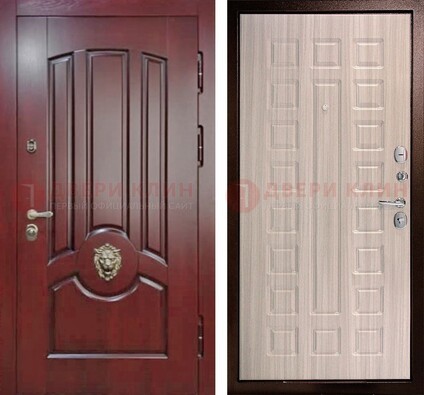 Темно-красная входная дверь с виноритом ДВТ-234 в Подольске