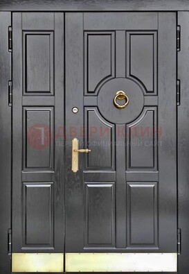 Черная металическая дверь с виноритом для дома ДВТ-241 в Подольске
