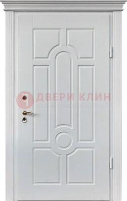 Белая уличная дверь с виноритом для дома ДВТ-247 в Подольске