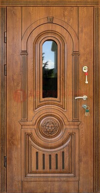 Классическая стальная дверь Винорит со стеклом и узором ДВТ-261 в Подольске