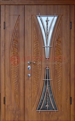 Входная классическая дверь с терморазрывом и коричневым МДФ ДВТ-76 в Подольске