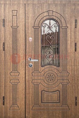 Железная классическая дверь с терморазрывом и рисунком ДВТ-77 в Подольске