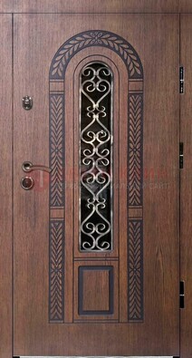 Стальная коричневая дверь с виноритом и МДФ ДВТ-81 в Подольске