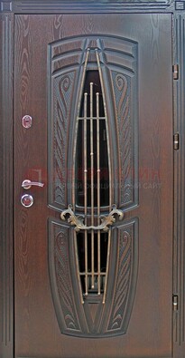 Стальная коричневая дверь с виноритом и МДФ ДВТ-83 в Подольске