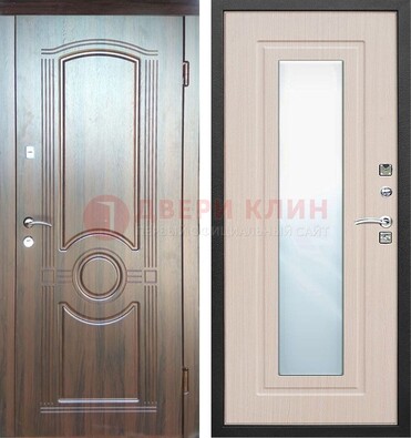 Светло-коричневая дверь c виноритом с узором и филенчатой МДФ ДЗ-120 в Подольске