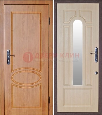 Светлая железная дверь с зеркалом ДЗ-24 в Сочи