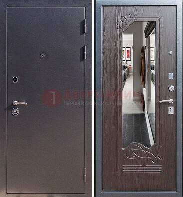 Черная входная дверь с зеркалом МДФ внутри ДЗ-29 в Подольске