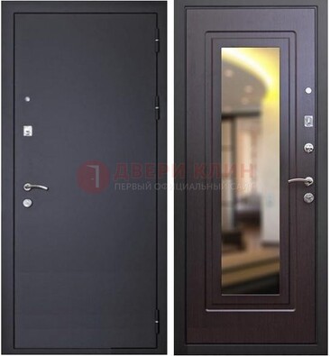Черная железная дверь с зеркалом ДЗ-30 в Подольске