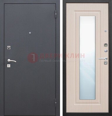 Черная входная дверь с зеркалом МДФ внутри ДЗ-31 в Подольске