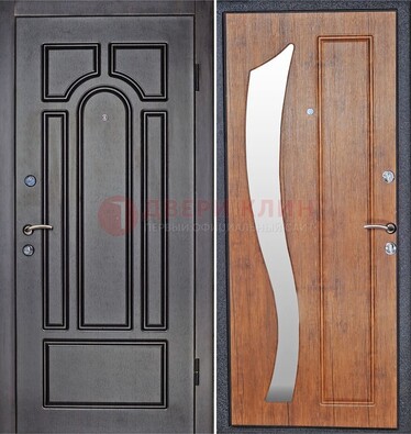 Темная железная дверь с зеркалом ДЗ-35 в Подольске