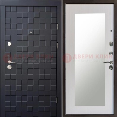 Черная стальная дверь МДФ и зеркалом ДЗ-50 в Подольске