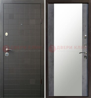 Темная железная филенчатая дверь с зеркалом ДЗ-53 в Подольске