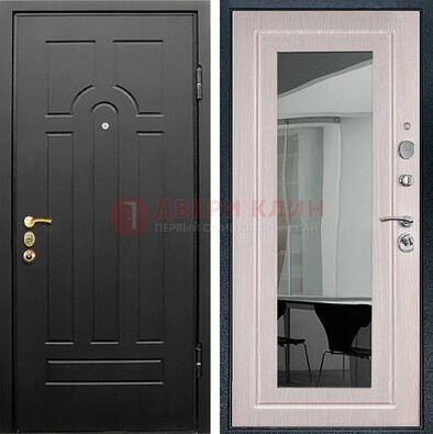Темная стальная дверь с МДФ Капучино и зеркалом ДЗ-55 в Подольске