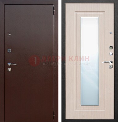 Входная дверь с порошковым покрытием филенчатой МДФ и зеркалом ДЗ-65 в Подольске
