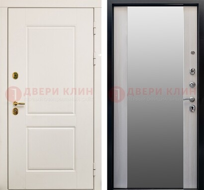Белая стальная дверь с большим зеркалом ДЗ-73 в Орехово-Зуево