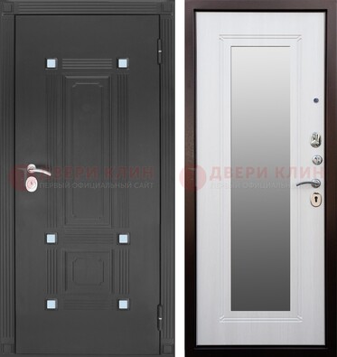 Стальная черная дверь МДФ с зеркалом ДЗ-76 в Сочи