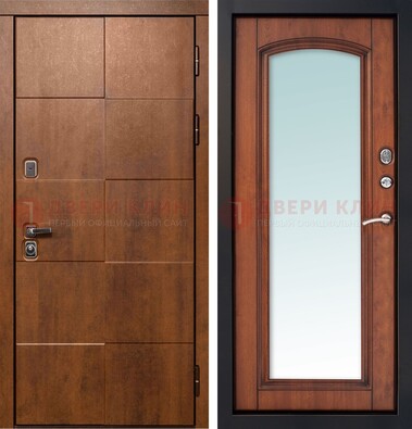 Белая филенчатая дверь с фрезерованной МДФ и зеркалом ДЗ-81 в Подольске