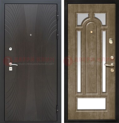 Темная металлическая дверь МДФ с различными зеркальными вставками внутри ДЗ-82 в Подольске